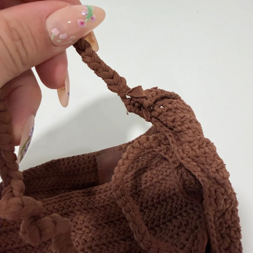 Skims Crochet Tie Bikini Bottom Chocolate Brown Size Large L/G/G Recycled Nylon